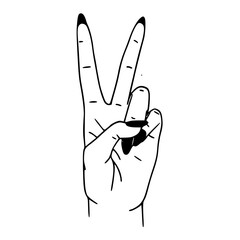 peace sign hand gesture line art