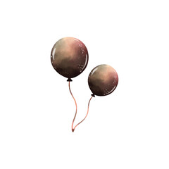 colorful balloons isolated on white background. watercolor illustration.	