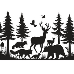 Large Animal Silhouette Collection Silhouettes set of African wild animals in nature habitats