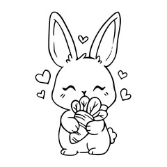 adorable rabbit with heart accents and veggies