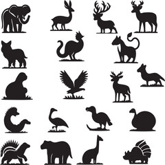 Large Animal Silhouette Collection Silhouettes set of African wild animals in nature habitats