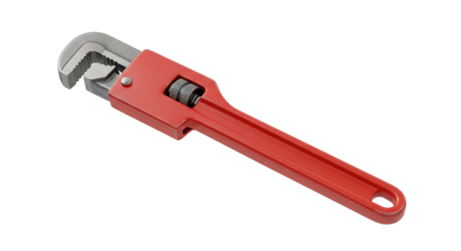 Isolated Red Pipe Wrench