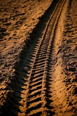 tire tracks in the sand of a dirt road
