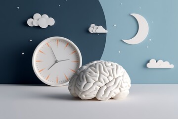 Circadian rhythms brain clock night day symbols illustration sleep cycle health design  
