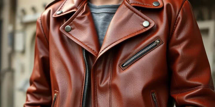 Retro European leather jacket, vintage Parisian style , fashion,  stylish