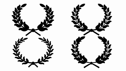 Obraz premium set of laurel wreaths silhouette vector on white background