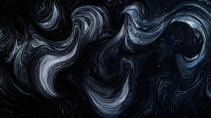 Obraz premium Abstract Black and White Swirling Patterns in Fluid Motion