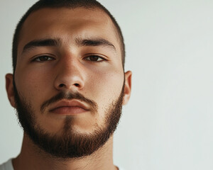 Obraz premium Business man on white background, smiling man in suit portrait close up
