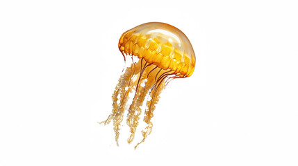 a yellow jellyfish on a transparent background, PNG image, PNG file, Generative art.