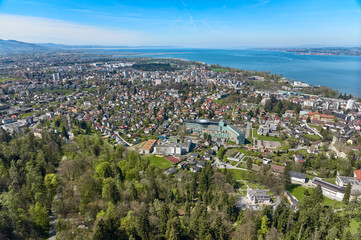 aerial photo of the city of Bregenz at Lake Constance in the state of Vorarlberg, Austria