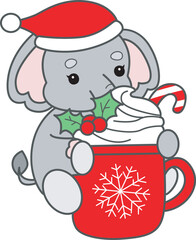 Cute Elephant vector icon. Funny baby Elephant animal series stock illustration. Life of fluffy Elephant designs.