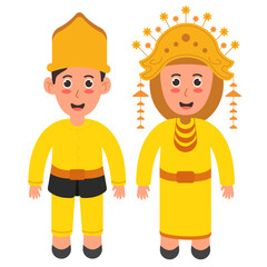 Riau Couple Wearing Traditional Dress