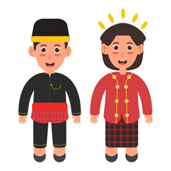South Sulawesi Couple Wearing Traditional Dress