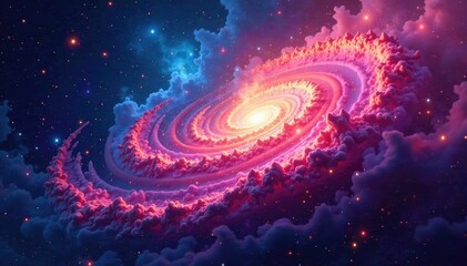 Obraz premium Abstract swirling nebula, cosmic dust seamlessly repeating, universe, loop