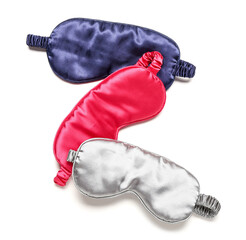 Different sleep masks isolated on white background