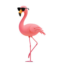 Fototapeta premium Flamingo in Sunglasses on transparent background, Perfect for Summer Designs. Flamingo icon, 3d Flamingo png, Flamingo with sunglass icon