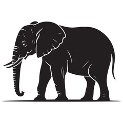 Vector Black silhouettes of elephant. with white background