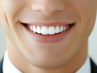Business man on white background, smiling man in suit portrait close up