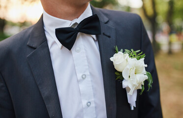 Groom Adjusting Bow Tie