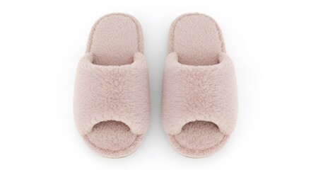 Cozy Comfort: A pair of plush, rose-colored slippers rests side-by-side, inviting relaxation. The image, soft lighting, and detail evoke a sense of warmth, relaxation, and domestic comfort.