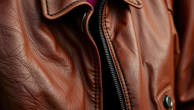 Retro European leather jacket, vintage Parisian style, textured leather, worn look,  fashion photography,  classic