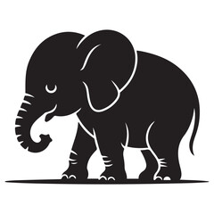 Vector Black silhouettes of elephant. with white background