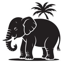 Vector Black silhouettes of elephant. with white background