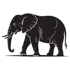 Vector Black silhouettes of elephant. with white background