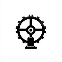 Black Gear Wheel with Base on White Background