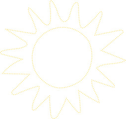 Sun cute doodle. Hand drawn dot style, weather, burst, rays