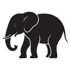 Vector Black silhouettes of elephant. with white background