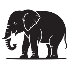 Vector Black silhouettes of elephant. with white background