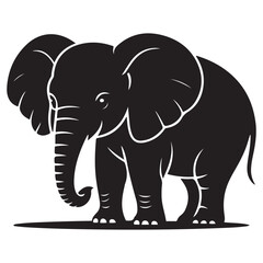 Vector Black silhouettes of elephant. with white background