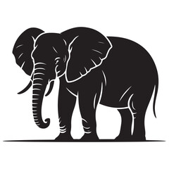 Vector Black silhouettes of elephant. with white background