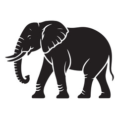 Vector Black silhouettes of elephant. with white background