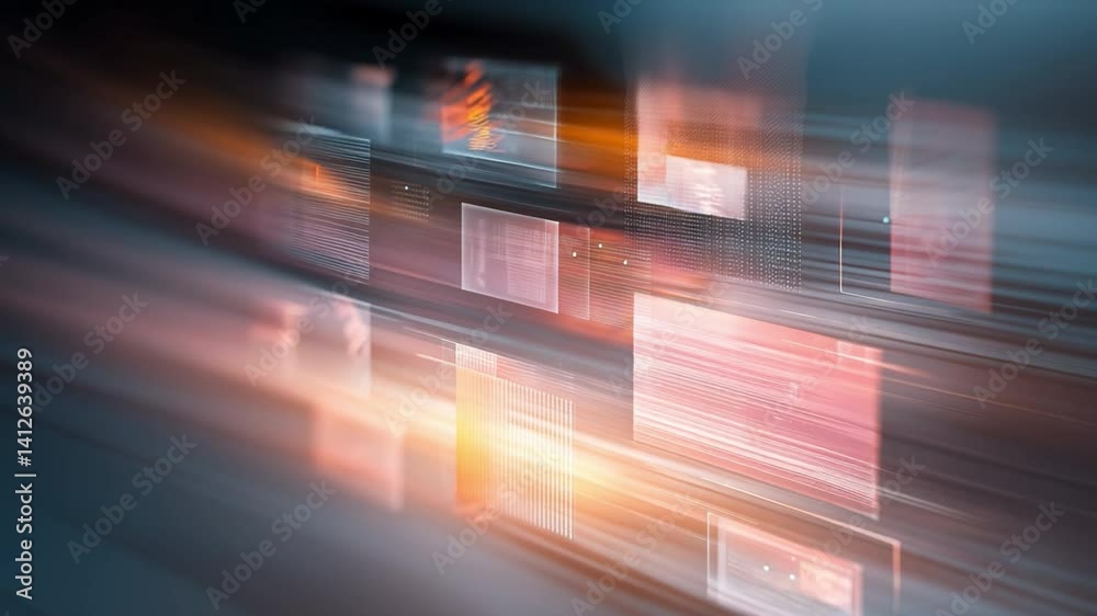 Poster abstract data stream: visualize a seamless flow of data, with light streaks forming a dynamic backdr