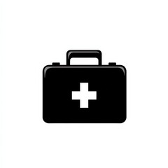 Obraz premium Black medical first aid kit icon on white background