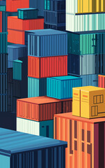 Fototapeta premium abstract illustration of cargo shipping containers – ideal for logistics presentations, global trade infographics, supply chain visuals, or business and transport-themed designs