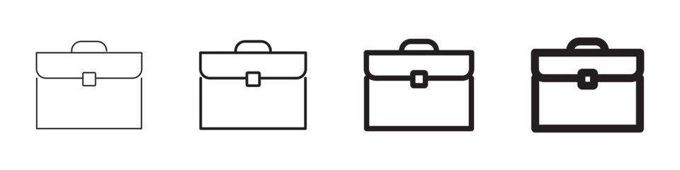 Business office work briefcase baggage outlined black isolated illustration. Vector icons in flat style
