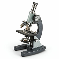 Microscope icon 3D rendering isolated on white background for scientific and research visuals
