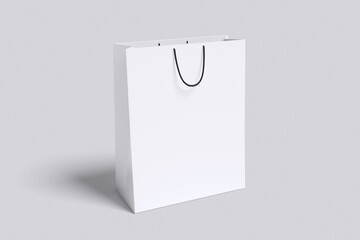 Paper Bag white color with grey background color for mockup template