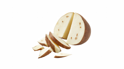 an apple cut in half on a transparent background, PNG image, PNG file, Generative art.