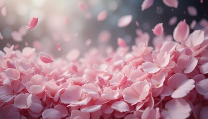 Fototapeta premium Petals cascading in a sunlit garden nature photography serene environment close-up viewpoint beauty of springtime blooms