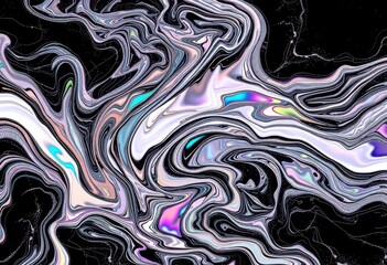 Swirling chrome liquid, white noise glitches, black grungy textures, psychedelic patterns, distorted, intense