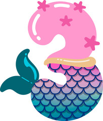 Naklejka premium Mermaid number 3 illustration 