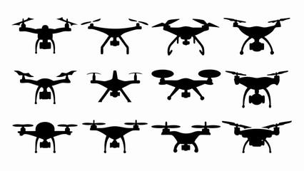 set of drone silhouette vector