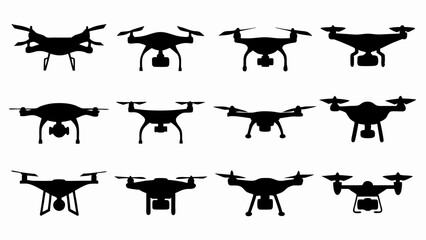 set of drone silhouette vector