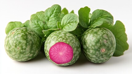 Fototapeta premium Fresh Green Watermelon Radishes with Studio Shot.