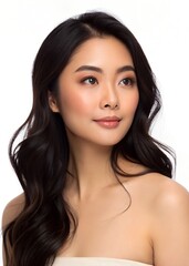 Fototapeta premium Asian Women Model Perfect Skin & Soft Glam – High-Resolution Beauty Headshot