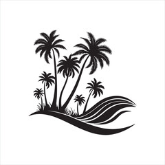 Palm tree island silhouette